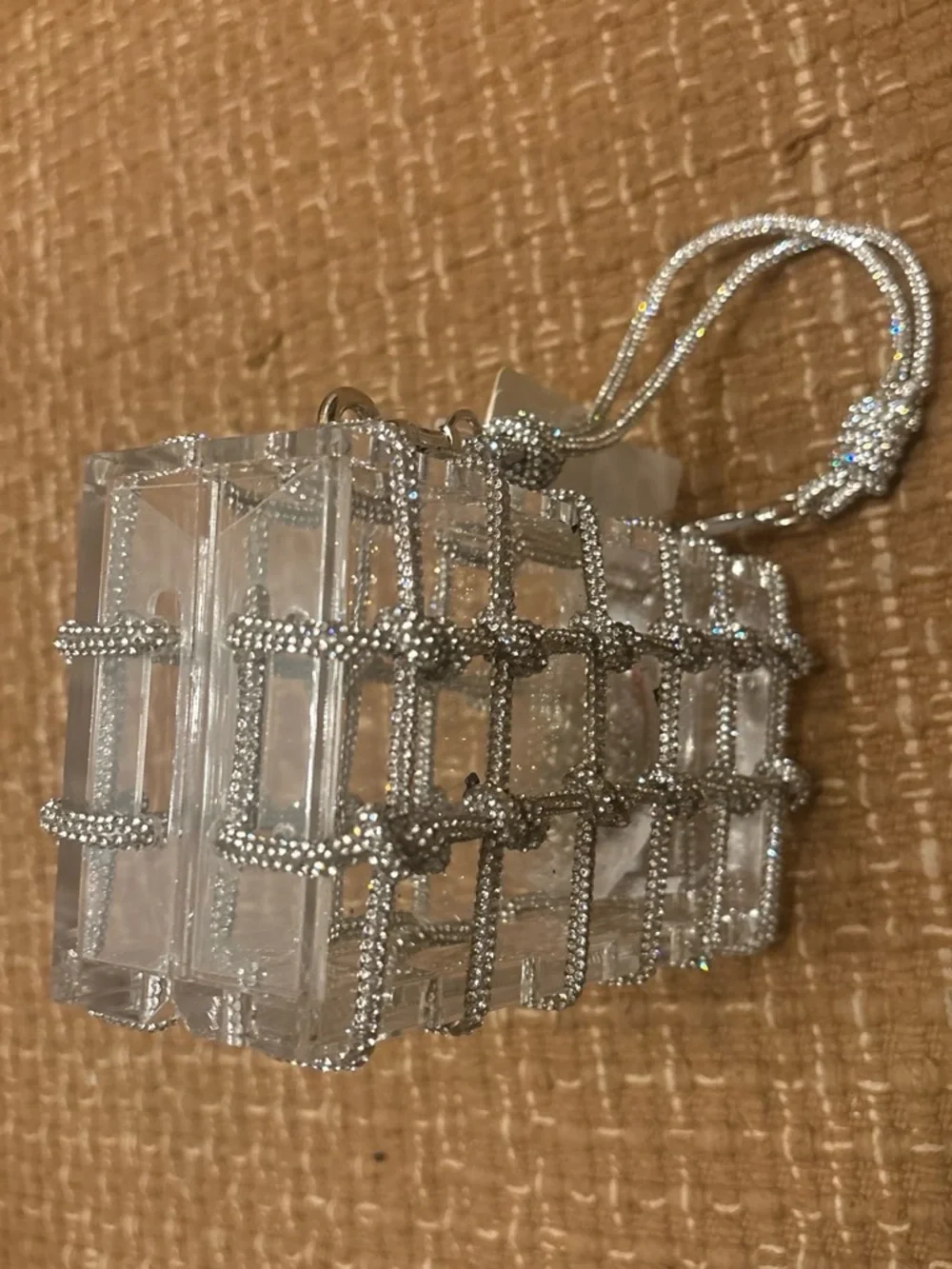 Windsor Clear Crystal Grid Mini Clutch with Silver Accents